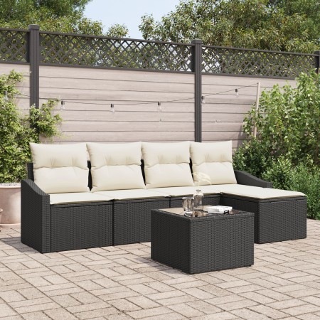 Conjunto de Sofás de Jardín Conjunto de 6 Negro Ratán de , Sofás de exterior - Ref: Foro24-3355356, Precio: 372,26 €, Descuen...