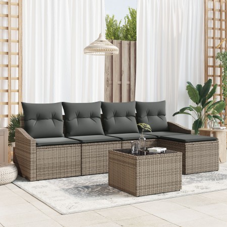 Conjunto comedor jardín 5 piezas con cojines Ratán negro de , Sofás de exterior - Ref: Foro24-3355358, Precio: 394,10 €, Desc...