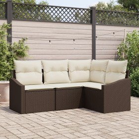 Juego de Sofá de Jardín Set de 4 Marrón Ratán de , Sofás de exterior - Ref: Foro24-3355367, Precio: 323,52 €, Descuento: %