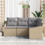 Conjunto de sofá de jardín Juego de 4 Gris, Natural de , Sofás de exterior - Ref: Foro24-3355369, Precio: 324,05 €, Descuento: %