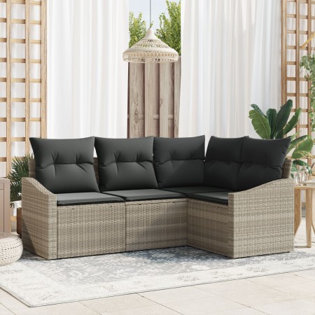 Juego de Sofá de Jardín Set de 4 Beige, Negro Ratán de , Sofás de exterior - Ref: Foro24-3355371, Precio: 324,12 €, Descuento: %
