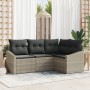 Juego de Sofá de Jardín Set de 4 Beige, Negro Ratán de , Sofás de exterior - Ref: Foro24-3355371, Precio: 324,12 €, Descuento: %