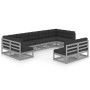 Set de muebles de jardín 9 pzas con cojines madera pino gris de vidaXL, Conjuntos de jardín - Ref: Foro24-3077216, Precio: 90...