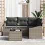 Juego de comedor de jardín de 4 piezas con cojines Ratán Poliéster Negro de , Sofás de exterior - Ref: Foro24-3355378, Precio...