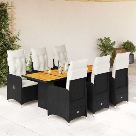 Set de mesa y sillas de jardín 7 pzas y cojines ratán PE negro en Conjuntos de jardín | Comprar online en Foru.es