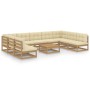 Set de muebles de jardín 10 pzs cojines madera pino marrón miel de vidaXL, Conjuntos de jardín - Ref: Foro24-3077202, Precio:...