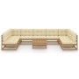 Set de muebles de jardín 10 pzs cojines madera pino marrón miel de vidaXL, Conjuntos de jardín - Ref: Foro24-3077202, Precio:...