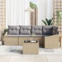 Juego de Sofá de Jardín Set de 6 Beige y Gris Ratán de , Sofás de exterior - Ref: Foro24-3355399, Precio: 430,25 €, Descuento: %