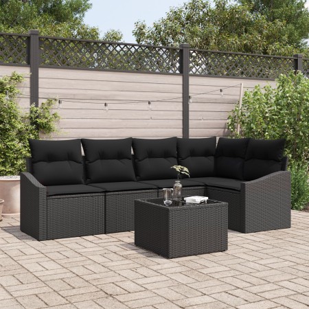 Conjunto de Sofá de Jardín Juego de 6 Negro de , Sofás de exterior - Ref: Foro24-3355402, Precio: 421,15 €, Descuento: %