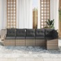 Juego de Comedor de Jardín de 6 Piezas con Cojines Gris Ratán Poliéster de , Sofás de exterior - Ref: Foro24-3355408, Precio:...