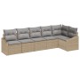 Conjunto de Sofá de Jardín Set de 6 Beige Ratán, Tela de Poliéster de , Sofás de exterior - Ref: Foro24-3355409, Precio: 438,...