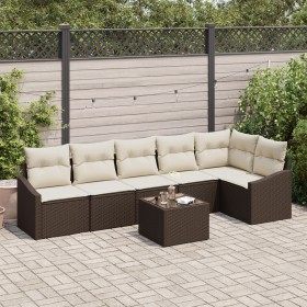Conjunto de Sofás de Jardín Conjunto de 7 Marrón, Crema de , Sofás de exterior - Ref: Foro24-3355417, Precio: 486,31 €, Descu...