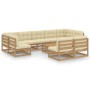 Set de muebles de jardín 10 pzs cojines madera pino marrón miel de vidaXL, Conjuntos de jardín - Ref: Foro24-3077222, Precio:...