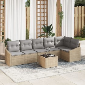 Conjunto de sofá de jardín Conjunto de 7 Beige PE ratán de , Sofás de exterior - Ref: Foro24-3355419, Precio: 489,24 €, Descu...