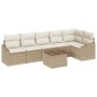 Conjunto de Sofás de Jardín Set de 7 Beige Ratán Poliéster, Tela de , Sofás de exterior - Ref: Foro24-3355420, Precio: 529,57...