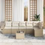 Conjunto de Sofás de Jardín Set de 7 Beige Ratán Poliéster, Tela de , Sofás de exterior - Ref: Foro24-3355420, Precio: 529,57...