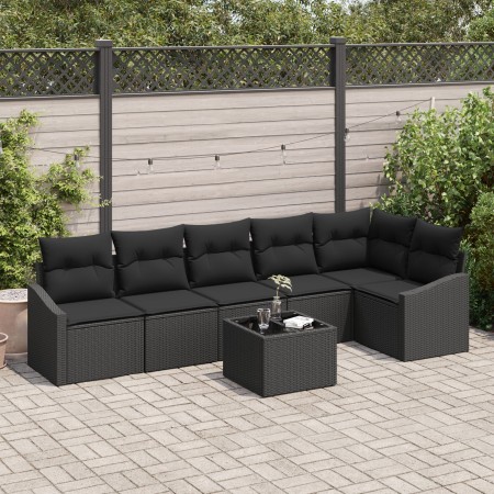 Juego de Sofá de Jardín Set de 7 Negro Poliratán de , Sofás de exterior - Ref: Foro24-3355422, Precio: 479,68 €, Descuento: %