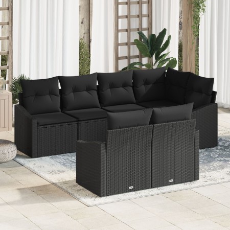Conjunto de Sofá de Jardín 7 Piezas Negro de , Sofás de exterior - Ref: Foro24-3355432, Precio: 555,04 €, Descuento: %