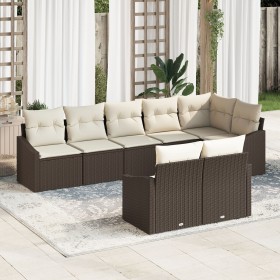 Juego de comedor de jardín de 8 piezas con cojines Marrón Ratán de , Sofás de exterior - Ref: Foro24-3355437, Precio: 600,85 ...