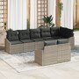 Conjunto de Comedor de Jardín de 8 Piezas con Cojines Poliratán Gris Claro de , Sofás de exterior - Ref: Foro24-3355441, Prec...