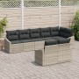 Conjunto de Comedor de Jardín de 8 Piezas con Cojines Poliratán Gris Claro de , Sofás de exterior - Ref: Foro24-3355441, Prec...
