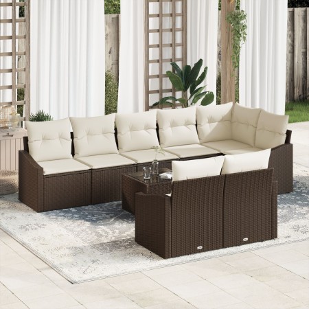 Juego de comedor de jardín Conjunto de 9 Crema y marrón de , Sofás de exterior - Ref: Foro24-3355447, Precio: 650,12 €, Descu...