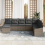 Conjunto de Comedor de Jardín de 8 Piezas con Cojines Gris de Ratán Poli de , Sofás de exterior - Ref: Foro24-3355508, Precio...