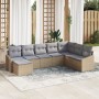 Conjunto de Comedor de Jardín de 8 Piezas con Cojines Beige de Ratán Polimérico de , Sofás de exterior - Ref: Foro24-3355509,...