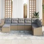 Conjunto de Comedor de Jardín de 8 Piezas con Cojines Beige de Ratán Polimérico de , Sofás de exterior - Ref: Foro24-3355509,...