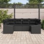 Conjunto de Sofá de Jardín de 6 Piezas con Cojines en Poliratán Negro de , Sofás de exterior - Ref: Foro24-3355532, Precio: 4...