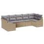 Conjunto de Sofá de Jardín Juego de 7 Beige, Gris Ratán, Poliéster de , Sofás de exterior - Ref: Foro24-3355539, Precio: 489,...