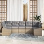 Conjunto de Sofá de Jardín Juego de 7 Beige, Gris Ratán, Poliéster de , Sofás de exterior - Ref: Foro24-3355539, Precio: 489,...