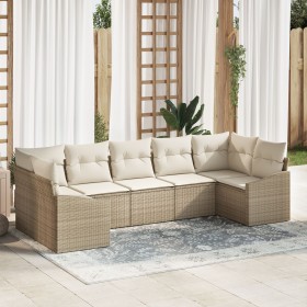 Set de sofá de jardín Juego de 7 Beige Ratán Sofá de jardín de , Sofás de exterior - Ref: Foro24-3355540, Precio: 506,70 €, D...