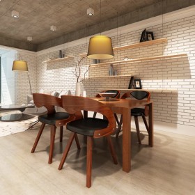Sillas de comedor 4 uds madera curvada piel sintética marrón en Sillas de comedor | Comprar online en Foru.es