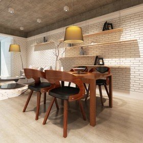 Sillas de comedor 4 uds madera curvada piel sintética marrón en Sillas de comedor | Comprar online en Foru.es