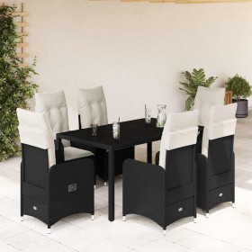 Set de mesa y sillas de jardín 7 pzas y cojines ratán PE negro en Conjuntos de jardín | Comprar online en Foru.es