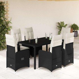 Set de mesa y sillas de jardín 7 pzas y cojines ratán PE negro en Conjuntos de jardín | Comprar online en Foru.es