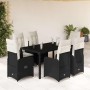 Set de mesa y sillas de jardín 7 pzas y cojines ratán PE negro en Conjuntos de jardín | Comprar online en Foru.es