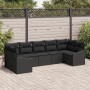 Conjunto de Sofá de Jardín Set de 7 Negro Ratán y Poliéster de , Sofás de exterior - Ref: Foro24-3355542, Precio: 496,77 €, D...