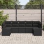 Conjunto de Sofá de Jardín Set de 7 Negro Ratán y Poliéster de , Sofás de exterior - Ref: Foro24-3355542, Precio: 496,77 €, D...