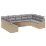 Conjunto de Sofás de Jardín Set de 9 Beige y Gris Ratán, Poliéster de , Sofás de exterior - Ref: Foro24-3355549, Precio: 630,...