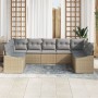 Conjunto de Sofás de Jardín Set de 9 Beige y Gris Ratán, Poliéster de , Sofás de exterior - Ref: Foro24-3355549, Precio: 630,...