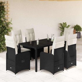 Set de mesa y sillas de jardín 7 pzas y cojines ratán PE negro en Conjuntos de jardín | Comprar online en Foru.es