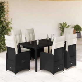 Set de mesa y sillas de jardín 7 pzas y cojines ratán PE negro en Conjuntos de jardín | Comprar online en Foru.es