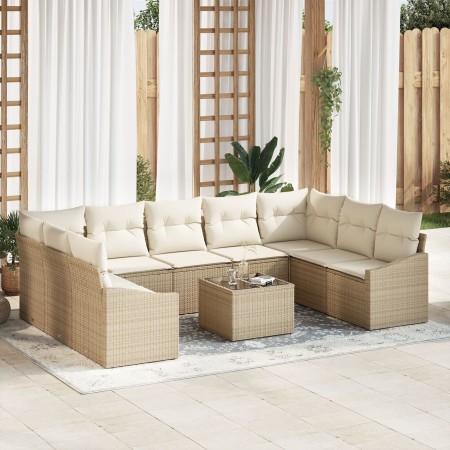 Juego de Sofá de Jardín Set de 10 Crema Ratán de , Sofás de exterior - Ref: Foro24-3355560, Precio: 734,11 €, Descuento: %