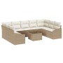 Juego de Sofá de Jardín Set de 10 Crema Ratán de , Sofás de exterior - Ref: Foro24-3355560, Precio: 734,11 €, Descuento: %