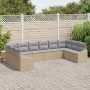 Conjunto de Sofá de Jardín Set de 10 Gris, Natural Ratán, Poliéster de , Sofás de exterior - Ref: Foro24-3355569, Precio: 644...