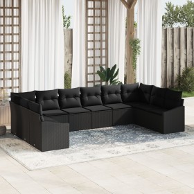 Set de Sofá de Jardín Set de 10 Negro Ratán, Poliéster de , Sofás de exterior - Ref: Foro24-3355572, Precio: 650,07 €, Descue...
