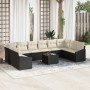 Juego de Comedor de Jardín de 10 Piezas con Cojines Beige Poliratán de , Sofás de exterior - Ref: Foro24-3355576, Precio: 667...