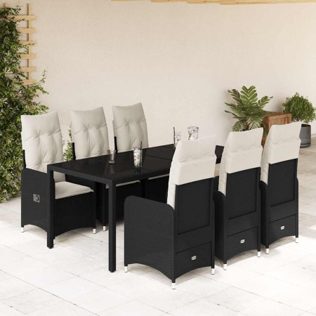 Set de mesa y sillas de jardín 7 pzas y cojines ratán PE negro en Conjuntos de jardín | Comprar online en Foru.es